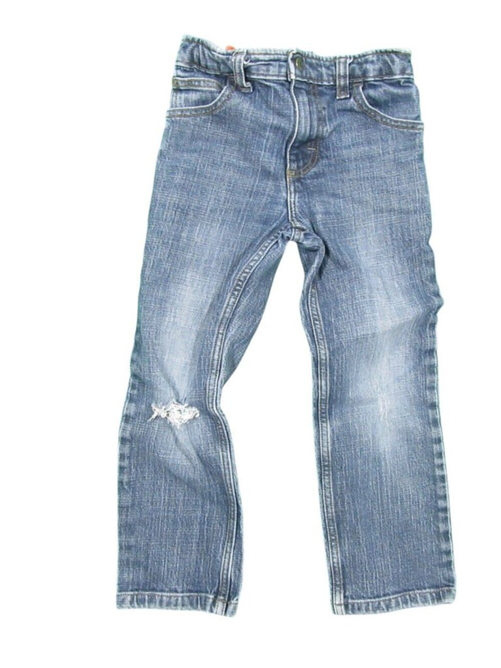 Wrangler Kids Size 6 Flex Straight Leg Distressed Denim Blue Jeans Adjustable